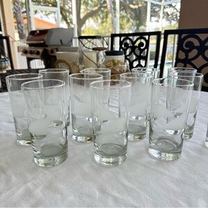 12 Custom Engraved Etched Coastal Wave 🌊 Drinking Glasses Surf Beach House NEW